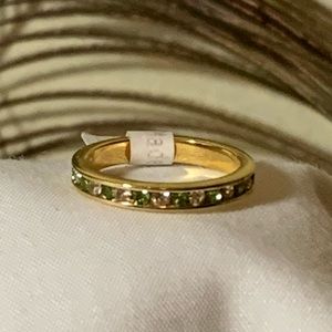 Size 8-White/Green CZ Eternity band